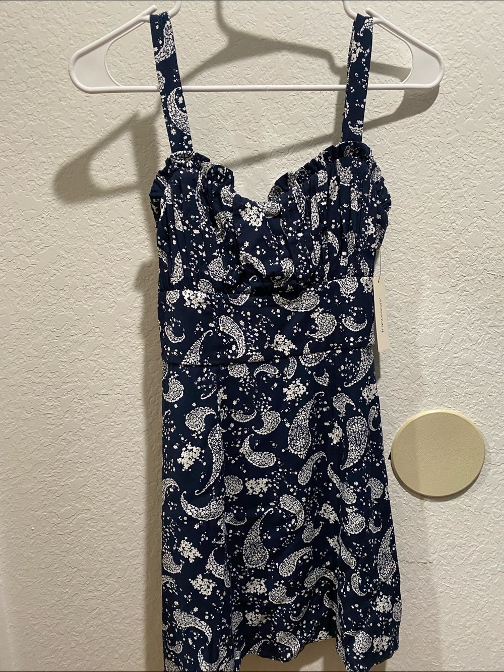 Francesca's Collections Navy and White Paisley Ruched Bust Chemise